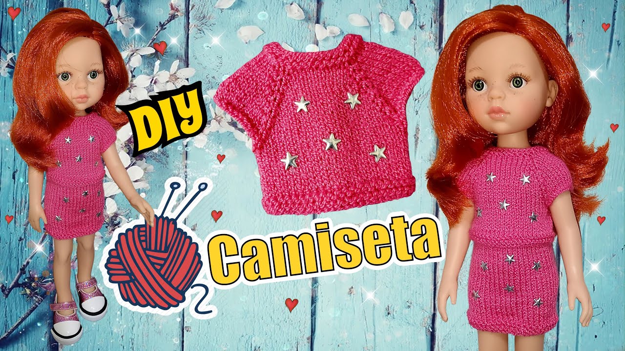 CAMISETA BÁSICA con OJALES para tus MUÑECAS con dos AGUJAS