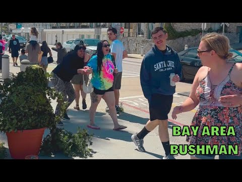 Bushman Prank on tourists and locals at the Santa Cruz Beach Boardwalk!