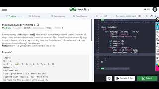 #30daysofcode#gfg#leetcode#dsalgo#coding#placement Day8 | Min number of jumps | GFG problem |