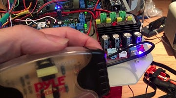 R2D2 sound tests-  amplifier, speakers and ground loop isolator.