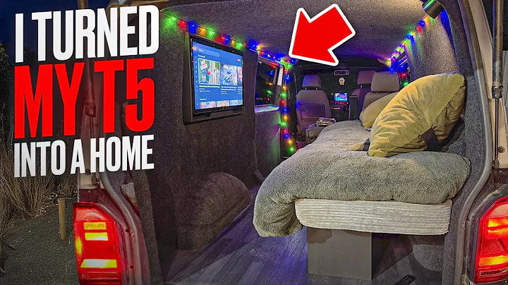 VW T5 Transporter Makeover! Installing Fold-Out Bed, Flush TV & LED Lighting