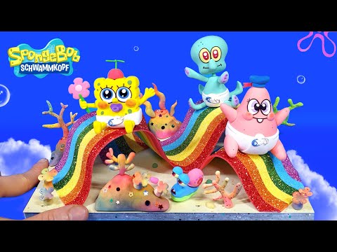 DIY Miniature Baby Spongebob Diorama with clay｜ Spongebob &amp;amp; <strong>patrick</strong> <strong>Star</strong> &amp;amp; Squidward｜Rainbow