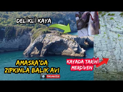 Amasra'da zıpkınla balık avı. (TARİHİ MERDİVEN BULDUK) #vlog #amasra #balıkavı