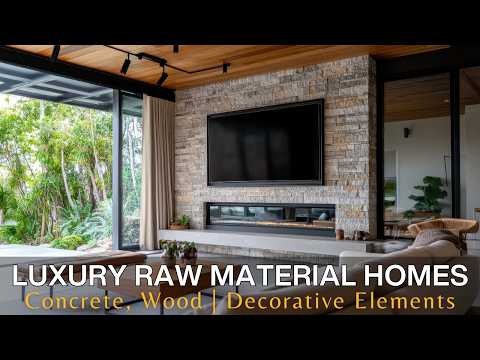 Open Concept Luxury Homes: Concrete Texture, Natural Light Windows & Warm Wood Interiors Idea