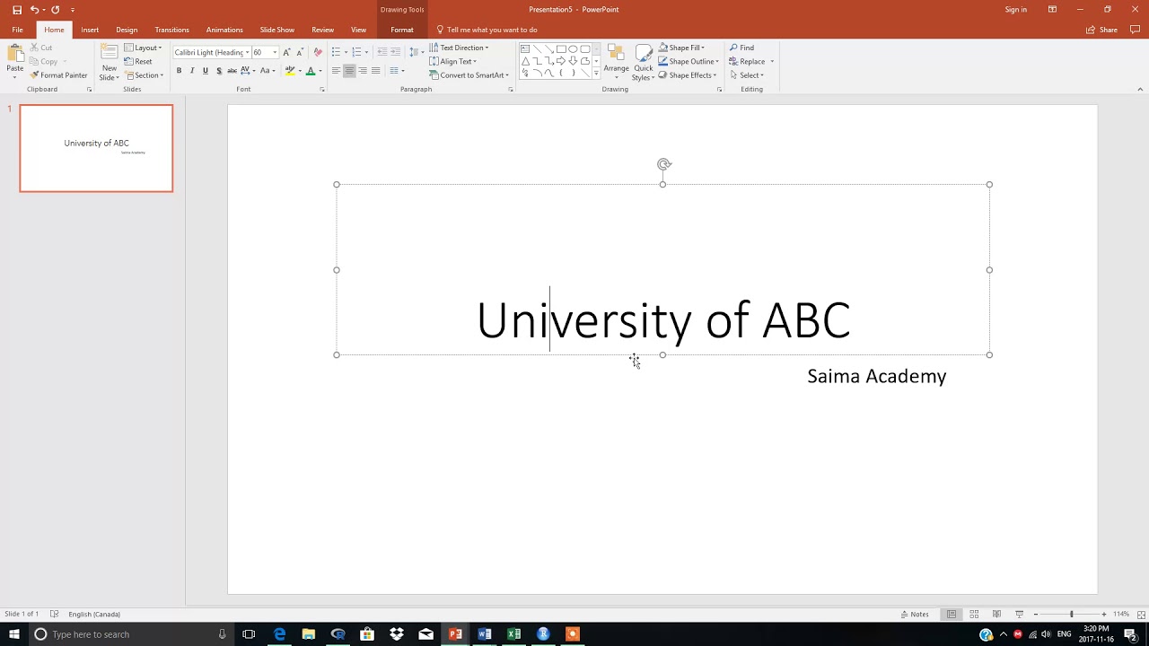 how to set presentation title in powerpoint