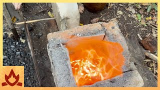 Primitive Technology: One-Way Blower Iron Smelt & Forging Experiment image