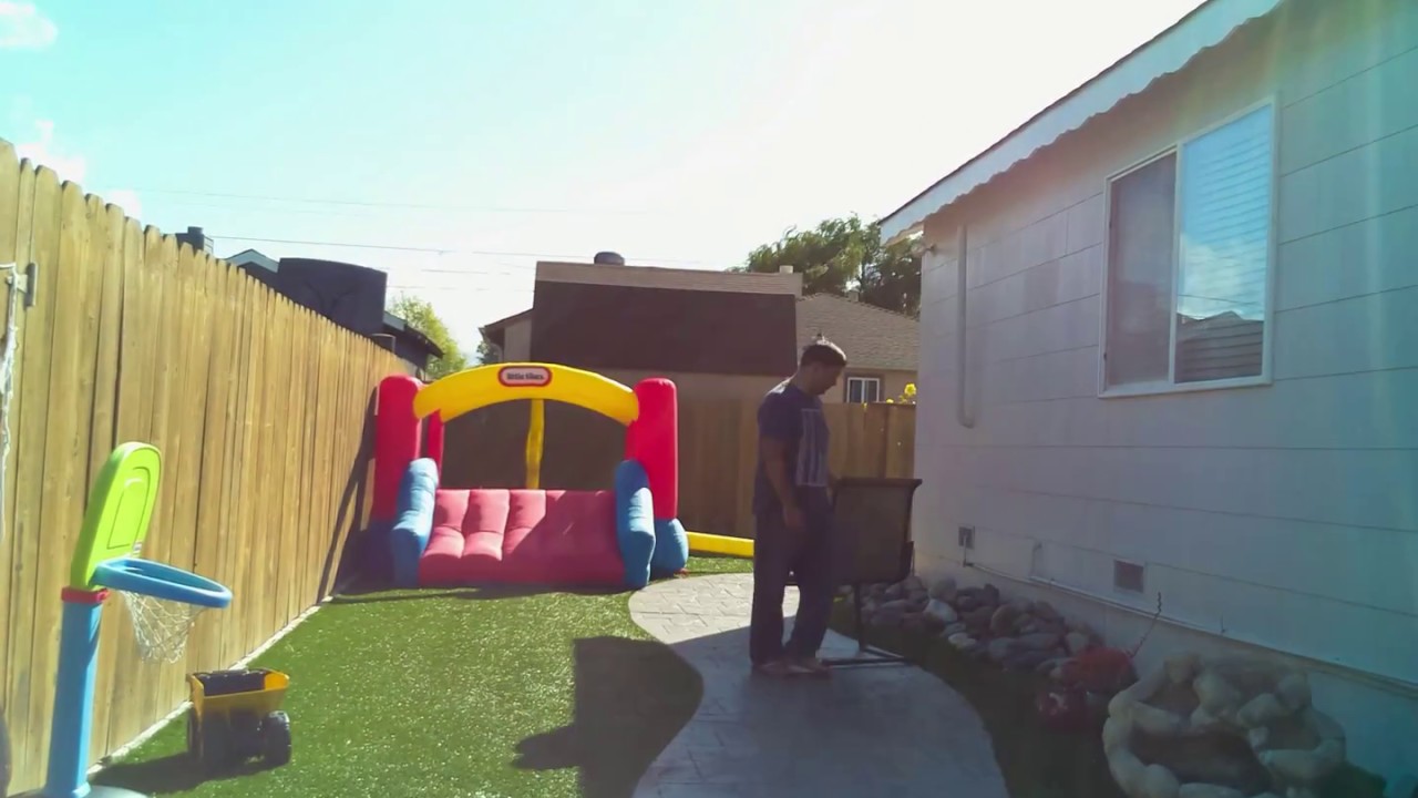 Yard work and Bounce House Timelapse - YouTube