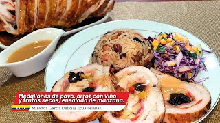 🌹Porque mamá se lo merece😍🌹  MEDALLONES DE PAVO, ARROZ CON VINO Y FRUTOS SECOS, ENSALADA DE MANZANA🌹