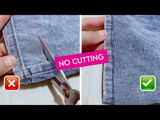 👖 Shorten Jeans by Hand & Keep the Original Hem! Easy way to take up jeans  without a sewing machine 