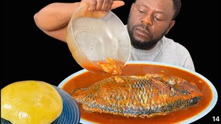 ASMR EXTREMELY HOT 🥵 SPICY 🌶️ PEPPER SOUP 🍲 AND TILAPIA FISH 🐠 WITH FUFU AFRICAN NIGERIAN FOOD