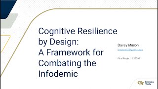 Cognitive Resilience by Design - Presenting the Final Research Project