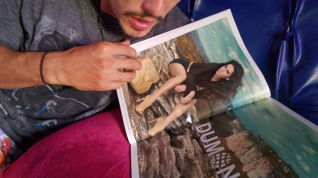 ASMR 📚 FOLHEANDO REVISTA e Mascando Chiclete