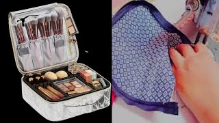 मेकअप बैग बनाए how to make MAKEUP BAG |Bag cutting and stitching full tutorial in hindi