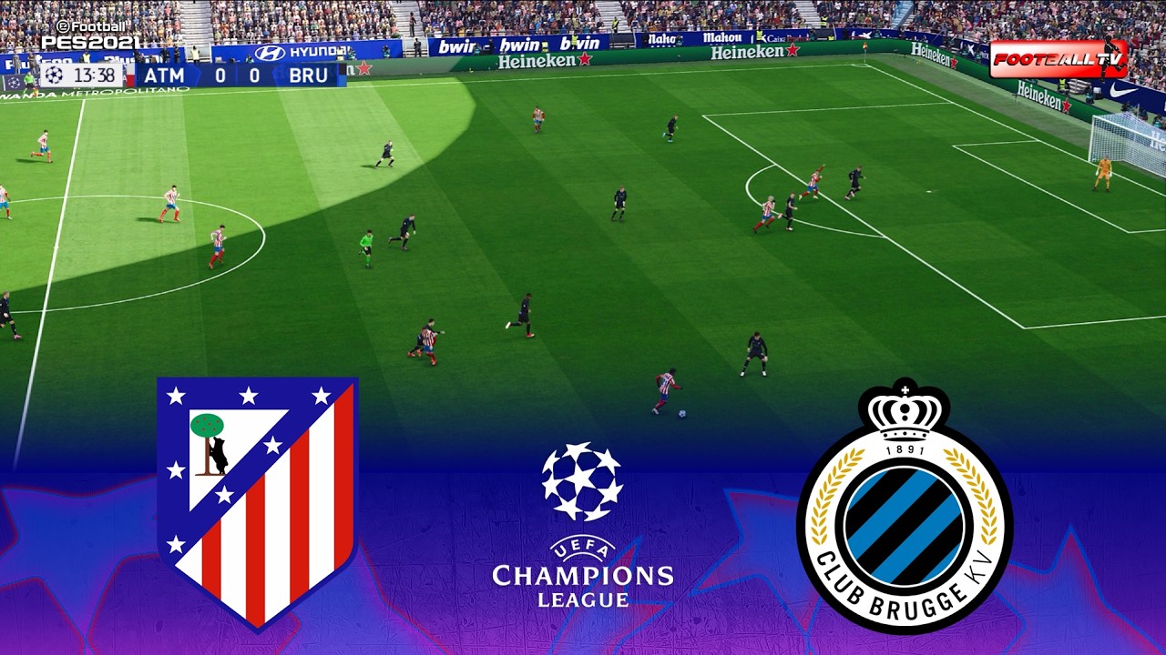 🔴Atletico Madrid vs Brugge - UEFA Champions League 2025/26 | Pes 21 Gameplay Simulation