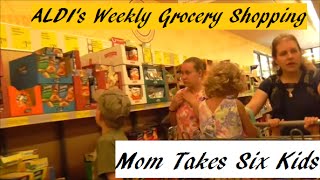 Vlog 8-26-16 ALDI's Grocery Shopping: Mom Takes 6 Kids