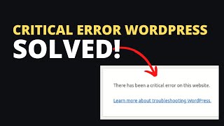 Solved 'There has been a critical error on this website.' in WordPress using hosting cPanel or FTP