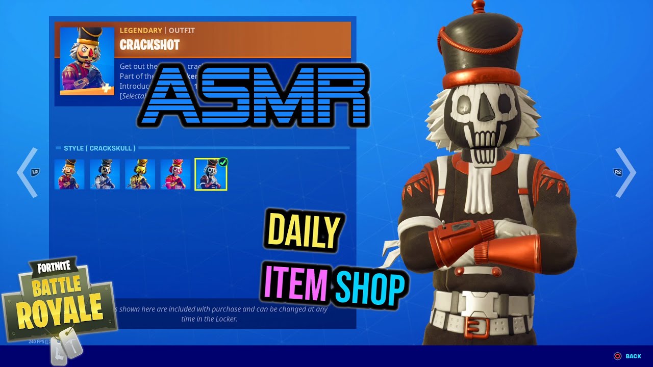 ASMR | Fortnite NEW Crackshot Crackskull Skin Style! Daily Item Shop Update 🎮🎧 Relaxing Whispering😴💤