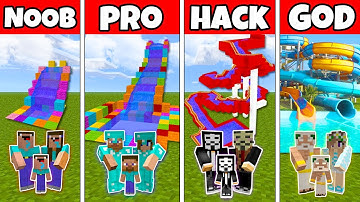 Minecraft: FAMILY KID WATER SLIDE BUILD CHALLENGE - NOOB vs PRO vs HACKER vs GOD Animation