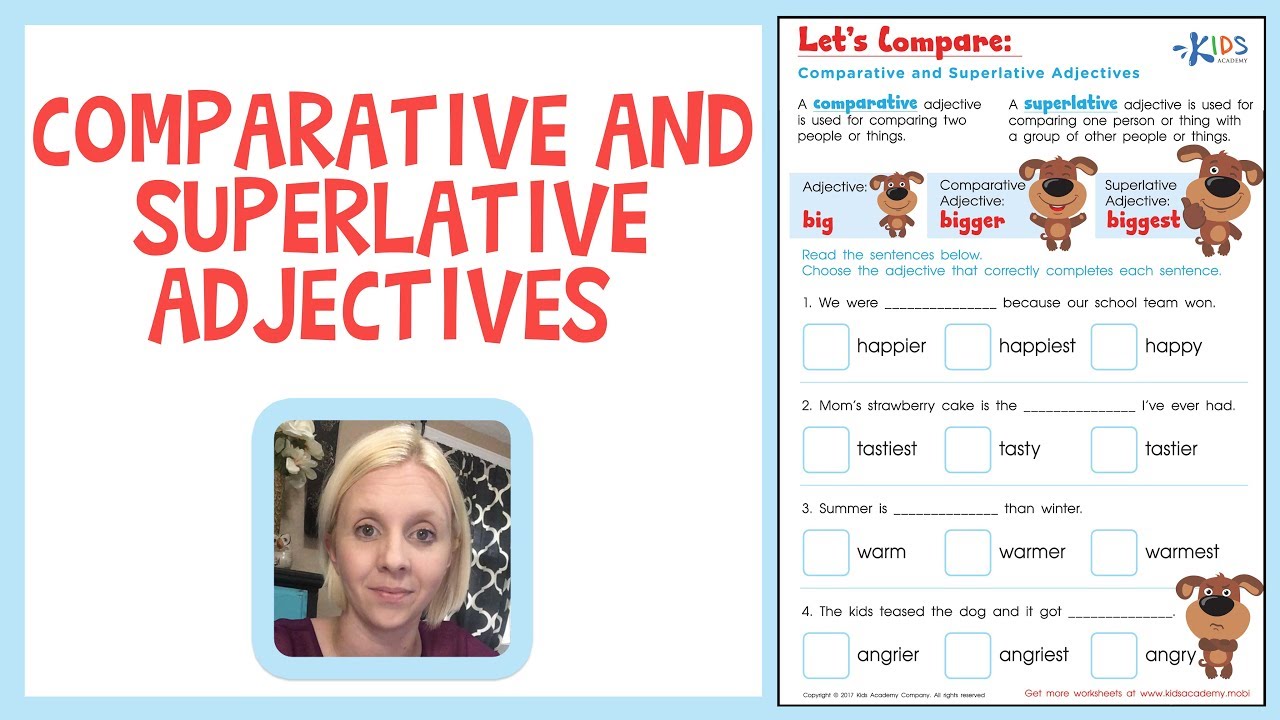 Comparative And Superlative Adjectives Grammar Worksheets Kids Academy YouTube