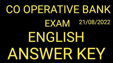ANSWER KEY | CO OPERATIVE BANK EXAM | ENGLISH | SUCCESS LIVE
