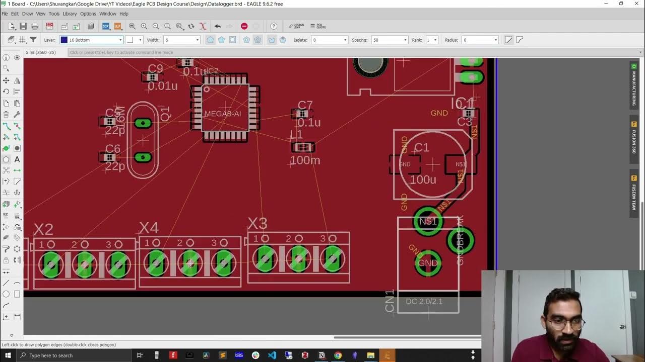 Eagle PCB Tutorial | Design Ground Plane in Bottom Layer - YouTube
