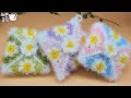 [코바늘뜨개crochet] 데이지 모티브 사각 수세미Crochet Dish Scrubby