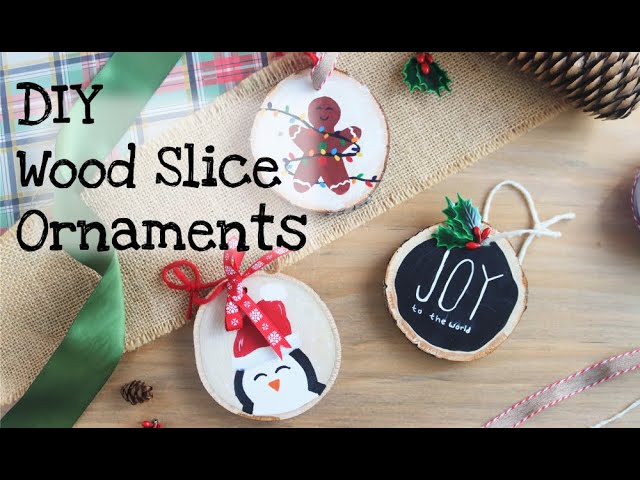 DIY Painting Wood Slice Christmas Ornaments 