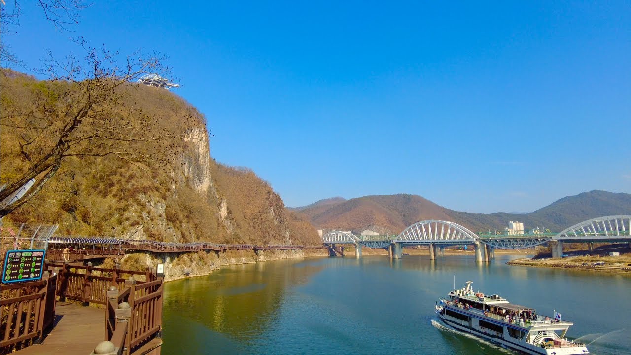 [4k] Danyang River's Jando-gil cliff road  단양 잔도길 절벽길 slow walking Korea