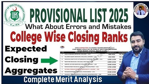 UHS Provisional List 2025 | College Wise Closing Merits | Complete Analysis