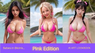 Babes In Bikinis - Pink Edition  (Ai Generated Art Lookbook)