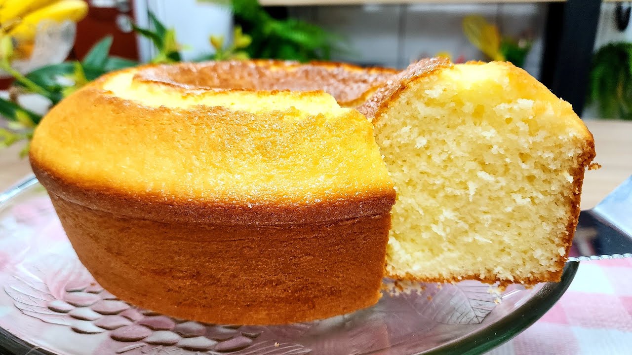 Bolo de trigo simples, muito fofinho e gostoso na batedeira