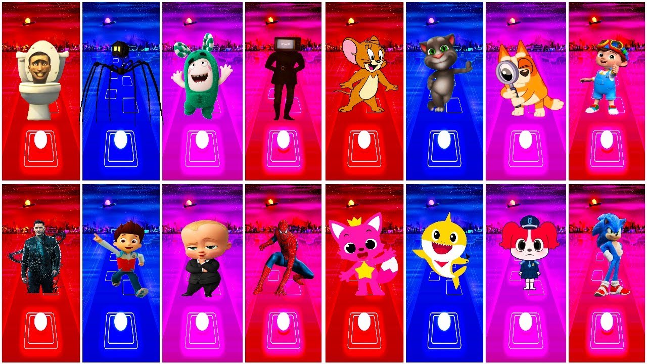 BUS EATER 🆚 EXTRA SLIDE 🆚 SKIBIDI TOILET 🆚 HOUSE HEAD 🆚 ODDBODS | Tiles Hop EDM Rush!