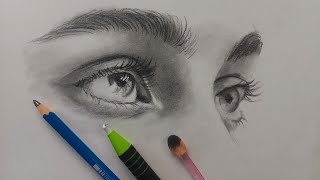 How To Draw Realistic Eyes in 3/4 View, Using Graphite Powder: Step-by-Step Tutorial