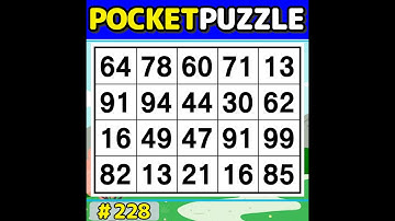 【Pocket Puzzle】 Activate your brain! 《Number Search|Brain training》 #228