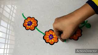Simple rangoli design /rangoli designs/easy rangoli designs with colours/flower rangoli/ रांगोळी