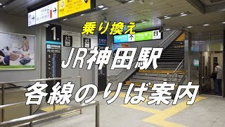 【乗り換え】 JR神田駅（構内）各線のりば案内（北口改札）