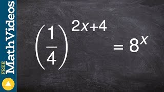 Rewriting two exponents to the same base so you can use the one to one property to solve Profile