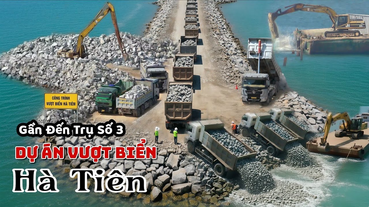 Đường Vượt Biển Hà Tiên,Gần Đến Trụ Điện Thứ 3 Sau 8 Tháng Nổ Lực Thi Công