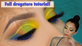 Full drugstore colorful makeup tutorial summer