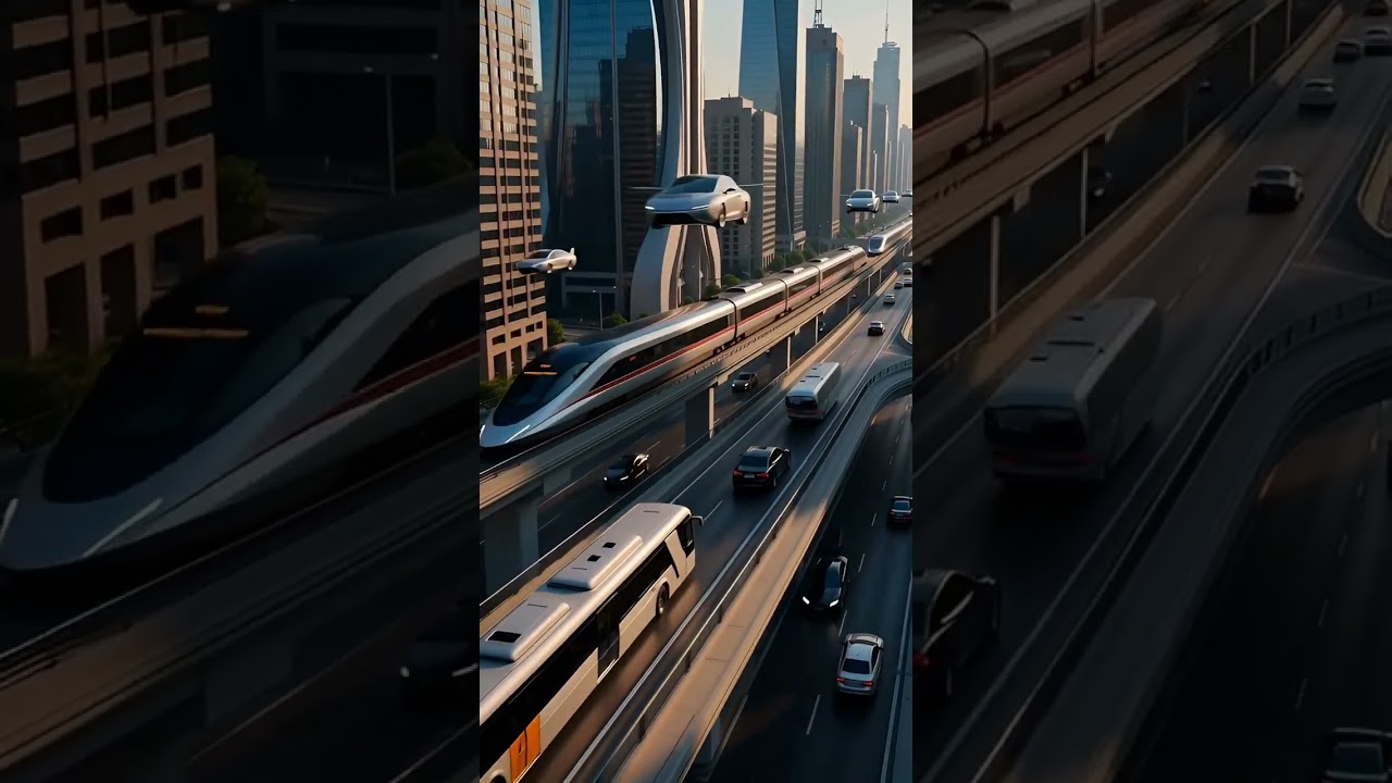 Transportation in USA 2050 – Flying Cars & Hyper Trains | 8K Cinematic