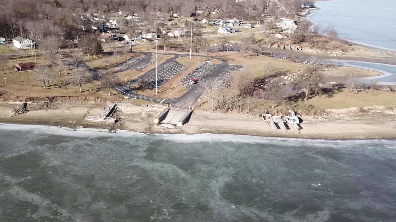 Frozen Lake Milton Ohio aerial 2018 drone Mavic Platinum