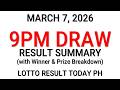 PCSO 9PM Result Today March 7 2026 - 6/55 6/42 6D 3D 2D