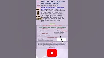 UPSC Civil Service IAS,IFS Pre Exam Online Form 2022 || UPSC IAS/IFS Recruitment 2022 #shorts #viral