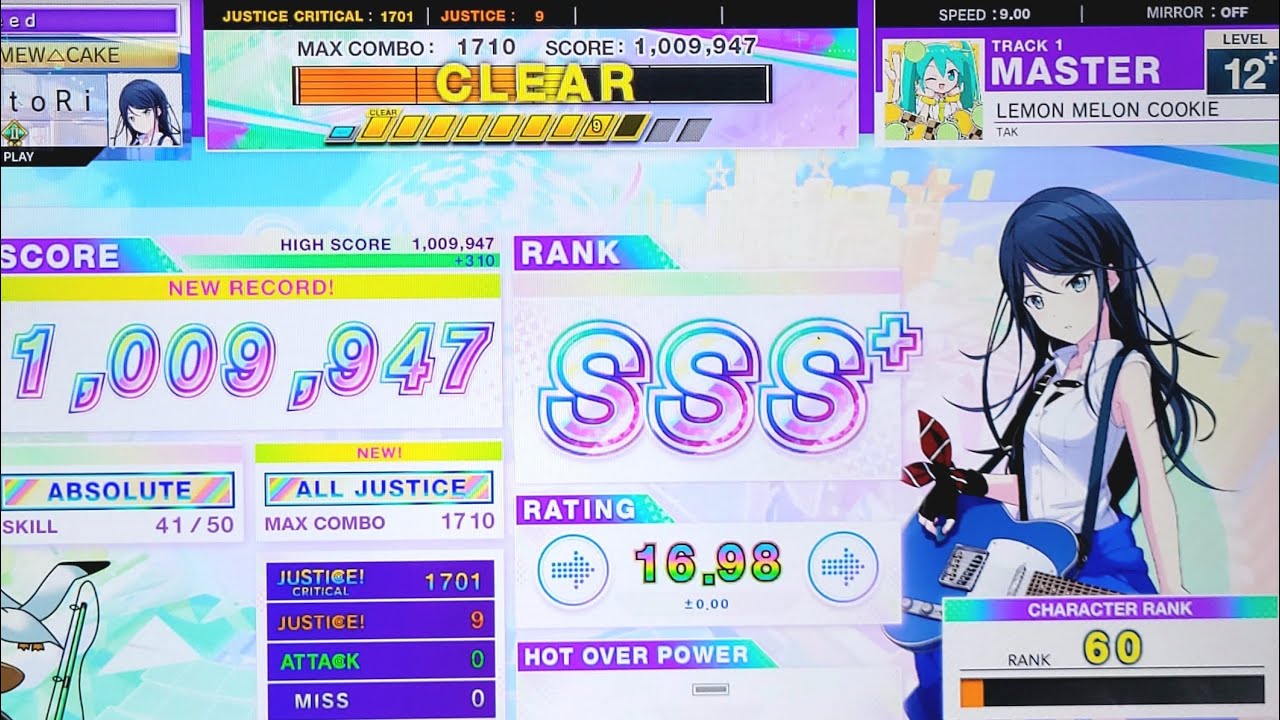 CHUNITHM] LEMON MELON COOKIE AJ (MASTER 12+) SSS+ 1,009,947 - YouTube