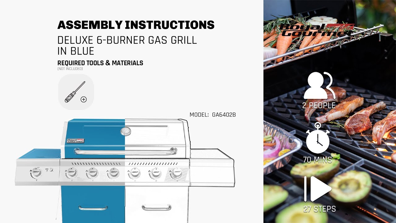 Royal Gourmet® GA6402B DELUXE 6-BURNER GAS GRILL IN BLUE | Assembly Instructions