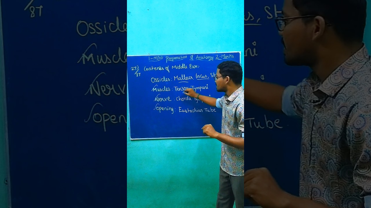 27.Contents of Middle Ear | 2 Mark Question | Nursing Short Notes 