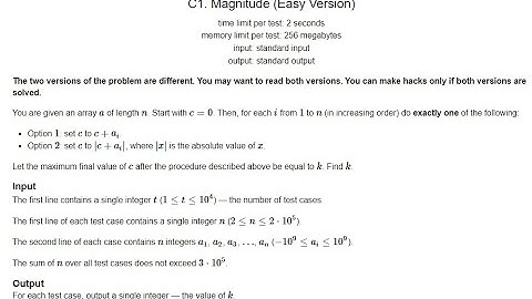 Codeforces Round 26 - C1 Magnitude (Easy Version)