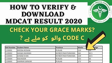 VERIFY YOUR PMDC MDCAT RESULT CHECK GRACE MARKS? CODE C MARKS ? MDCAT LATEST NEWS
