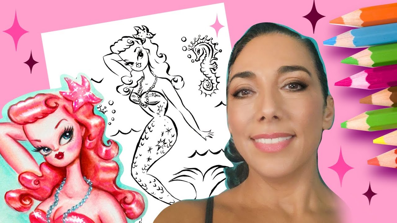 Coloring a vintage style Mermaid 💖 Cute Adult Coloring Page