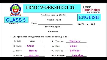 EDMC WORKSHEET 22 ENGLISH GRAMMAR CLASS 5 BY MY TEACHER